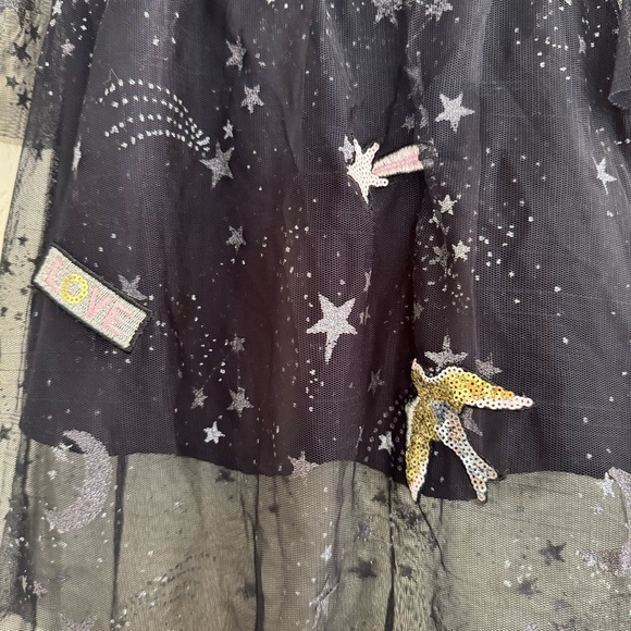 H&M Navy Blue Dress Stars Glitter Dragonfly Planet Space Mesh Girls 2T-3T - Picture 7 of 7